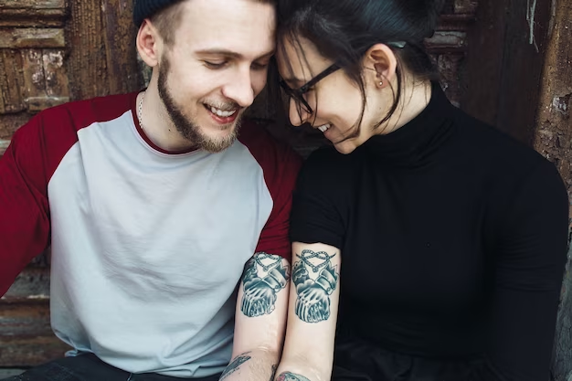 fine line tattoo couple